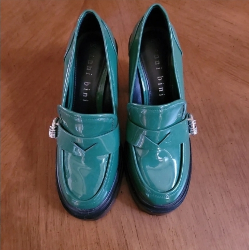 Gianni Bini Maxxwelle Block Heel Platform Green Size 7.5